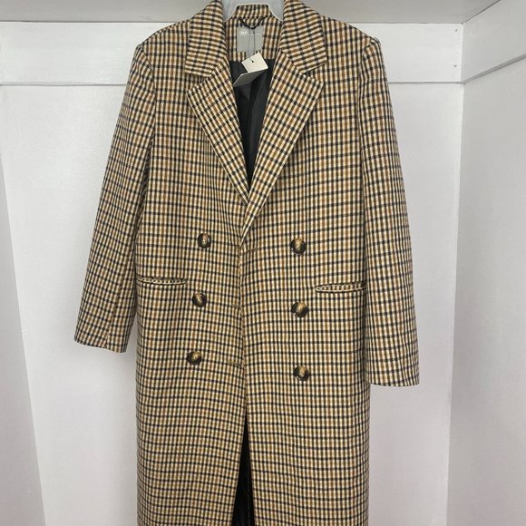 ASOS Jackets & Blazers - Asos Long brown plaided coat